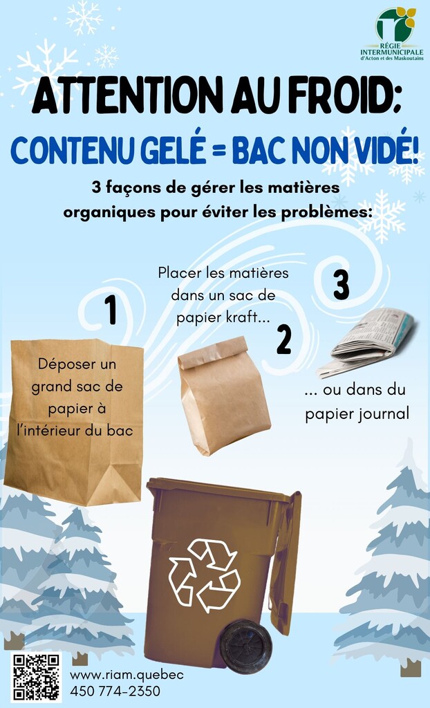 Affiche - Attention froid hivernal bac brun gelé