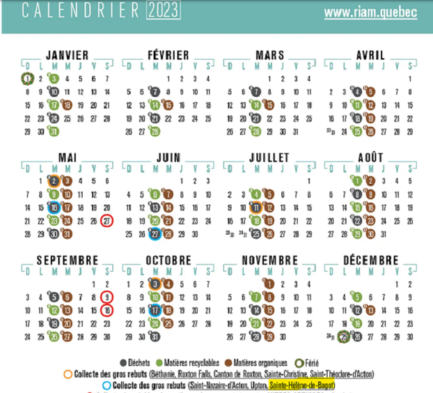 Calendrier des collectes 2023