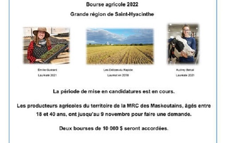 Bourse agricole 2022, un levier financier de 10 000 $ !